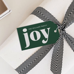 Etiqueta Para Presente Alegria Na moda Verde de Natal Moderna