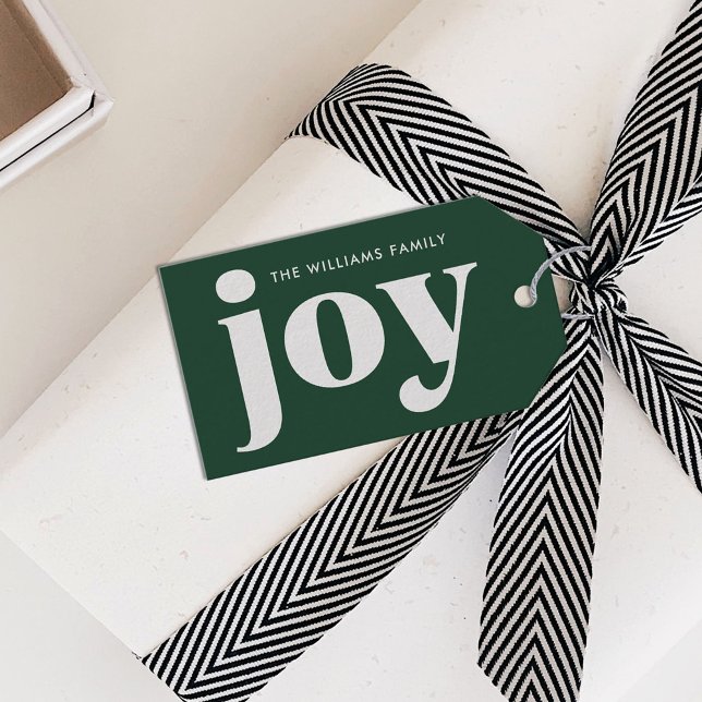 Etiqueta Para Presente Alegria Na moda Verde de Natal Moderna (Criador carregado)