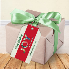 Etiqueta Para Presente Alegria Vermelha Moderna Para O Mundo Natal Feliz