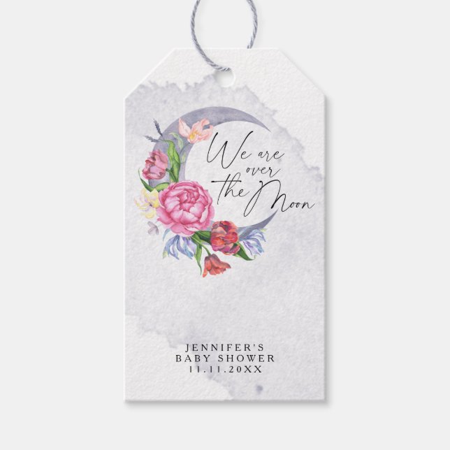 Etiqueta Para Presente Além da lua Flores baby shower (Frente)