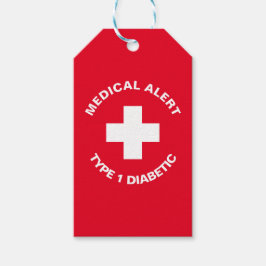 Etiqueta Para Presente Alerta Médico Personalizado Vermelho Diabético