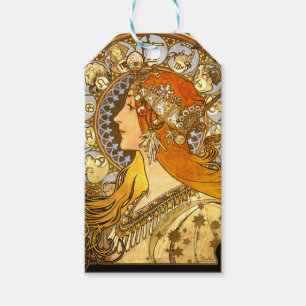 Etiqueta Para Presente Alfonse Mucha Zodíaco Arte Nova Mulher