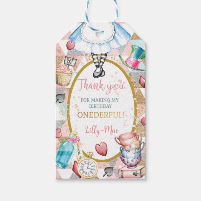 Etiqueta Para Presente Alice wonderland mad hatter chá favorito (Frente)