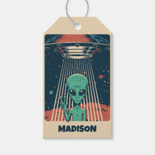 Etiqueta Para Presente Alienígena de OVNI de Nome Personalizado
