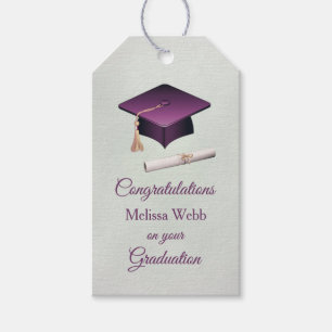 Etiqueta Para Presente Almofariz roxo, graduação do diploma