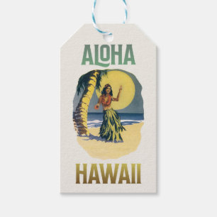 Etiqueta Para Presente Aloha Hawaii Vintage Hula Girl
