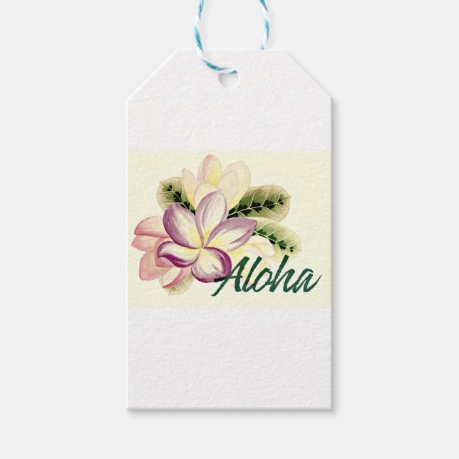 Etiqueta Para Presente Aloha Plumeria (Frente)