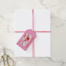 Etiqueta Para Presente Alpaca de Natal bonito com Holly a rosa