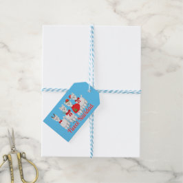 Etiqueta Para Presente Alpaca de Natal bonito com Holly em Azul