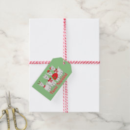 Etiqueta Para Presente Alpaca de Natal bonito com Holly em Vermelho e Ver
