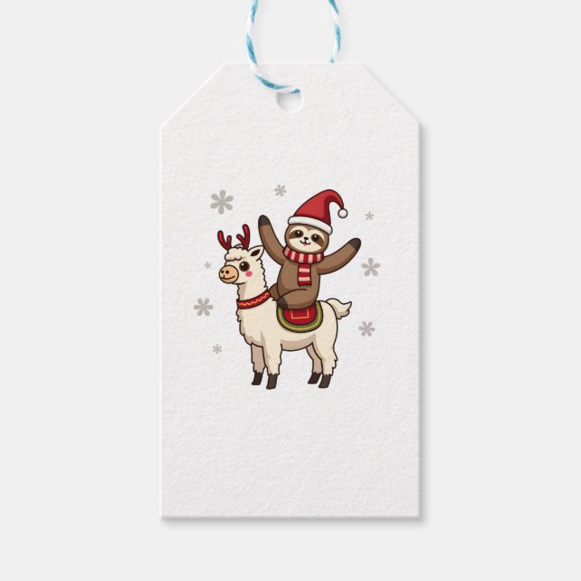 Etiqueta Para Presente Alpaca Sloth Christmas (1) (Frente)