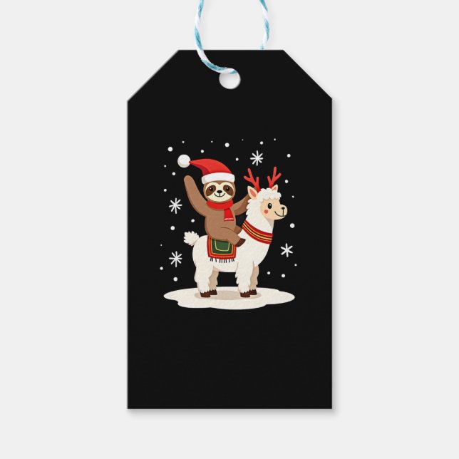 Etiqueta Para Presente Alpaca Sloth Christmas (2) (Frente)