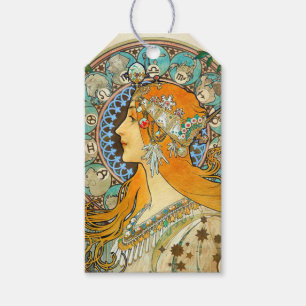 Etiqueta Para Presente Alphonse Mucha Art Nouveau Zodiac