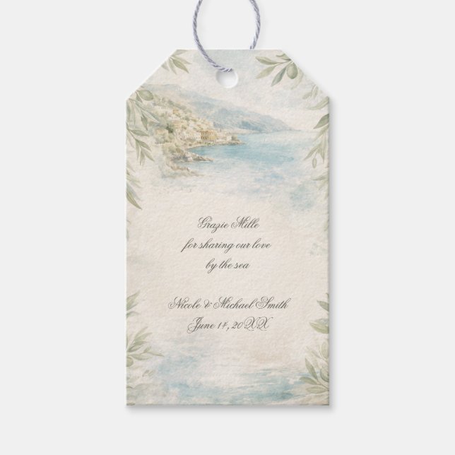 Etiqueta Para Presente Amalfi Reverie — Mediterranean Coastal Wedding (Frente)
