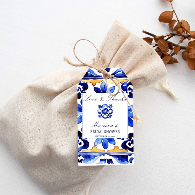 Etiqueta Para Presente Amalfi Vietri azulejos chá de panela italiano (Amalfi Vietri tiles Italian themed  bridal shower favor Gift Tags Majolica Talavero Azulejo tiles)