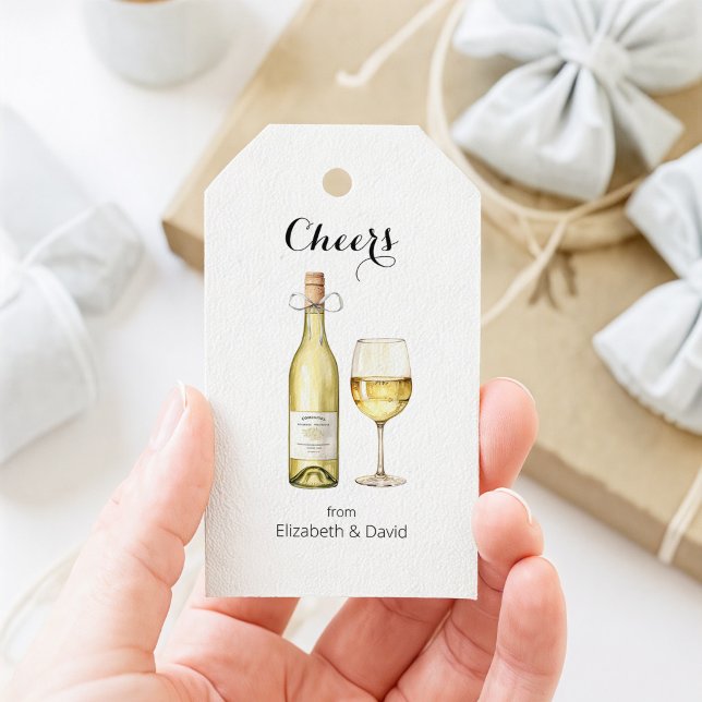 Etiqueta Para Presente Amante de Vinho Branco Brinda a Você  (White Wine Gift Tag)