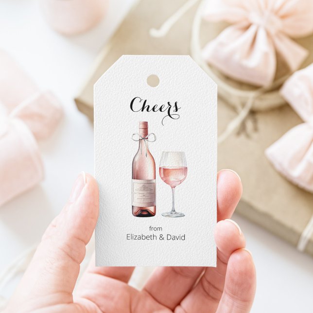 Etiqueta Para Presente Amante de Vinho Rosé Brinda a Você  (Rosé Wine Gift Tag)