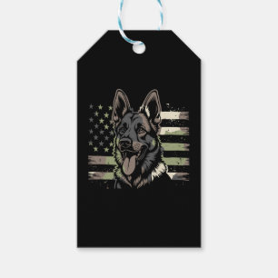 Etiqueta Para Presente Amante do Cão Pastor Alemão Bandeira Americana dos
