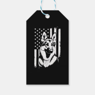 Etiqueta Para Presente Amante do Pastor Alemão EUA Bandeira Americana  