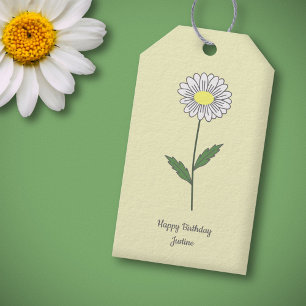 Etiqueta Para Presente Amarelo da flor da margarida botânica