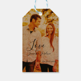 Etiqueta Para Presente Ame o nome da adição de fotos. Casal de casamento 