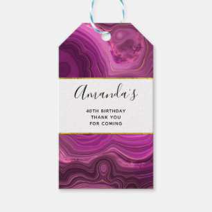 Etiqueta Para Presente Ametista Roxo E Ágato De Abstrato Dourado Aniver