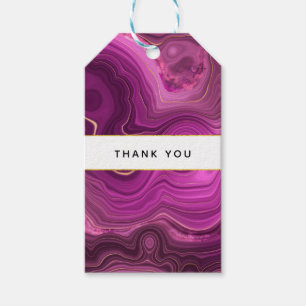 Etiqueta Para Presente Ametista Roxo E Agato De Abstrato Dourado Obrigado