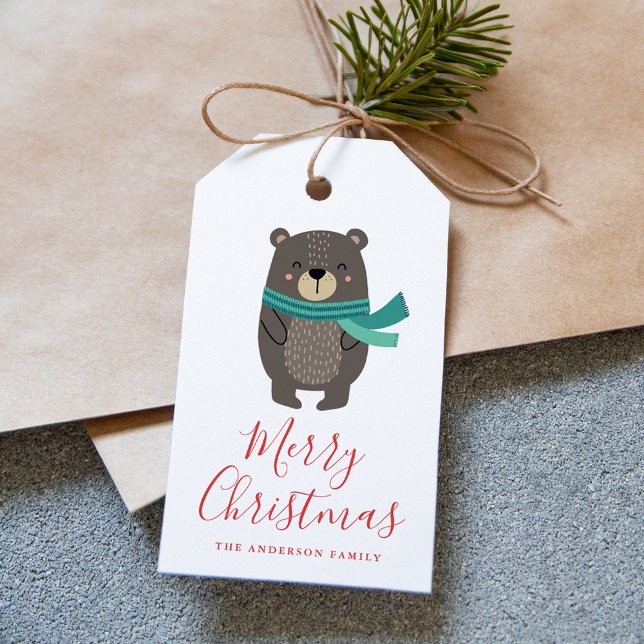 Etiqueta Para Presente Amigos do inverno | Feriado de Urso (Criador carregado)