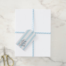 Etiqueta Para Presente 'Amor à Primeira Latida' Azul e Branco Listrado 