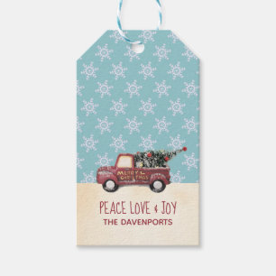 Etiqueta Para Presente Amor & alegria da paz com Feliz Natal do caminhão
