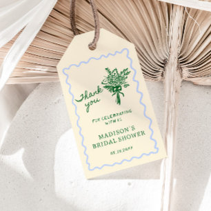 Etiqueta Para Presente Amor ao Bloom Chá de panela Verde Azul Bem-vindo