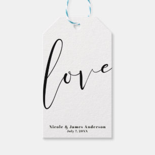 Etiqueta Para Presente AMOR Black White Modern Typografia Branca Favor de