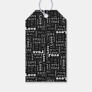 Etiqueta Para Presente Amor Branco Fundo Preto