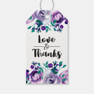 Etiqueta Para Presente Amor e Obrigados de Casamento Floral Mint & Purple