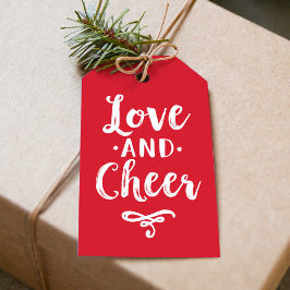 Etiqueta Para Presente Amor Moderno e Alegria Natal Vermelho e Branco