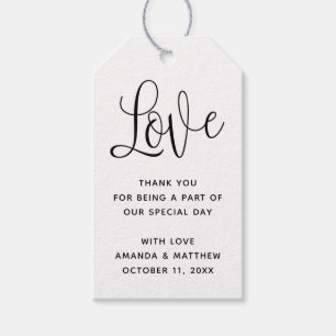 Etiqueta Para Presente Amor. Obrigado de casamento simples e minimalista