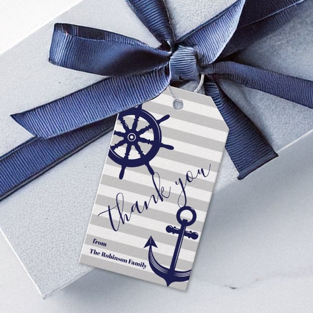 Etiqueta Para Presente Anchor Ship Wheeler - Náutica Obrigado (Criador carregado)