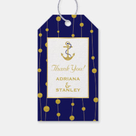 Etiqueta Para Presente Ancora de folha de ouro e miçanga náutica moderna
