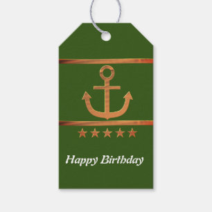 Etiqueta Para Presente Âncora do ouro, símbolos do amor, personalizados