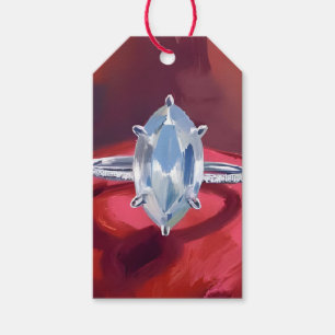 Etiqueta Para Presente Anel de Noivado com Diamante Marquise Aquarela Ver