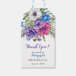 Etiqueta Para Presente Anemone Flower Floral 80 Aniversário Obrigado