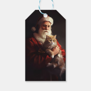 Etiqueta Para Presente Angora Gata Santa Claus Festivo