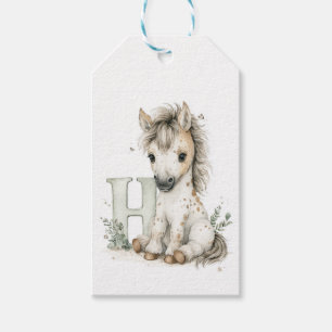 Etiqueta Para Presente Animais Bebês Adoráveis em Aquarela com Letras do