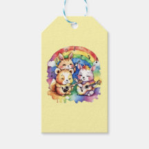 Animais bonitos tocando música no arco-íris