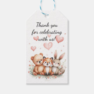 Etiqueta Para Presente Animais da Floresta Aniversário Urso Raposa Coelho
