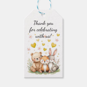 Etiqueta Para Presente Animais da Floresta Aniversário Urso Raposa Coelho