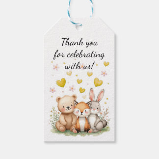 Etiqueta Para Presente Animais da Floresta Aniversário Urso Raposa Coelho