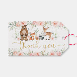 Etiqueta Para Presente Animais da Floresta Blush Chá de fraldas Floral An