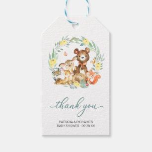 Etiqueta Para Presente Animais da Floresta Verde Obrigado Baby Shower