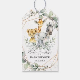 Etiqueta Para Presente Animais da Selva Folhagem Chic Aniversário Chá de 